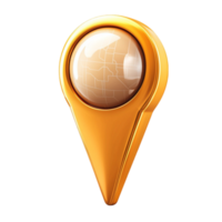 Shiny golden location pin with a reflective spherical center for precise navigation png