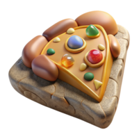 Stone Pizza Slice with Colorful Gems png