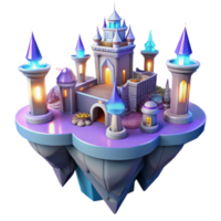 elegant abstract Fantasy Island Castle 3D Render exclusive png