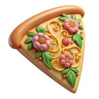 Floral Pizza Slice A Whimsical 3D Render png