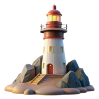 elegant rustic Coastal Lighthouse 3D Render professional png