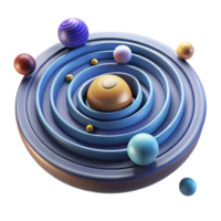 Abstract Planetary System 3D Render of Orbital Rings and Spheres png