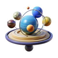 Abstract 3D Sphere Composition Orbits, Planets, and Platform png