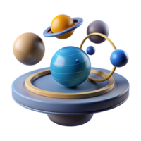 Abstract 3D Planetary System Colorful Spheres and Rings png
