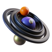 Abstract 3D Render Orbiting Spheres and Rings png