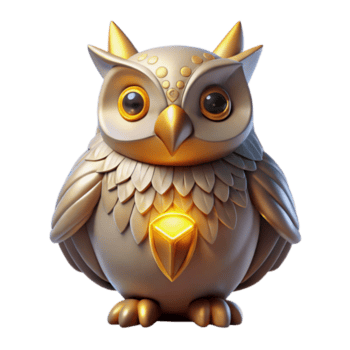 sereno abstrato dourado coruja 3d render detalhado png