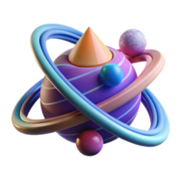 Abstract 3D Planetary System Colorful Rings and Spheres png