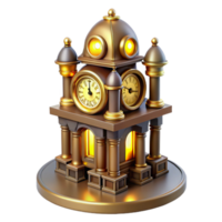impressive creative Golden Clock Tower 3D Render authentic png