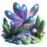 wonderful modern Glowing Dragonfly 3D Illustration 4K png