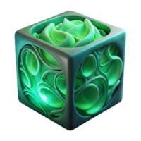 Abstract Green Cube with Intricate Internal Structure png