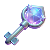 extraordinary minimalist 3D Render Fantasy Key with Gemstone high resolution png