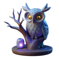 stunning rustic 3D Render of a Cute Owl on a Tree Stump authentic png