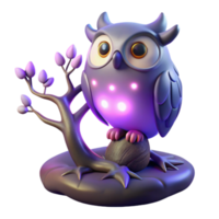 serene abstract Glowing Owl 3D Render high resolution png