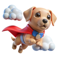 Super Puppy Soaring Through Clouds png