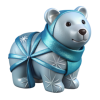 Adorable 3D Render of Polar Bear in Winter Outfit png