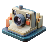 Retro Camera 3D Model Colorful Blocks Design png