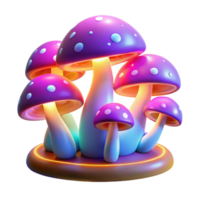 wonderful modern Glowing Mushroom Cluster 3D Render professional png