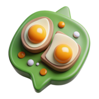 3D Render Fried Eggs on Toast png