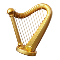 stunning creative Golden Harp 3D Render professional png
