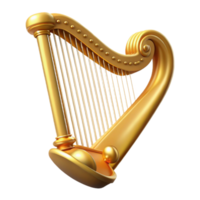 wonderful abstract Golden Harp 3D Render high resolution png
