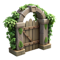 magnificent classic 3D Model Stone Arch Gate with Vines high quality png