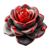 impressive abstract Glossy Red Rose 3D Render authentic png