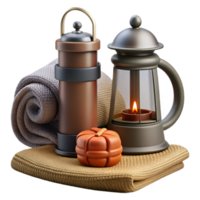 Relaxing Spa Day Scented Candle, Towel, and Container png