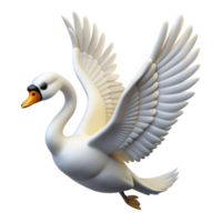 magnificent vintage 3D Render of a Swan in Flight high quality png
