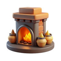 stunning rustic Cozy 3D Fireplace Illustration authentic png