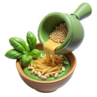 Creamy Sauce, Pasta, and Basil A Delicious Food Combination png