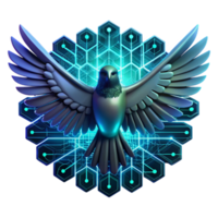 Digital Bird Networked Avian in Hexagon png