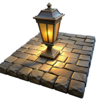 magnificent traditional Illuminated Cobblestone Path 3D Render authentic png