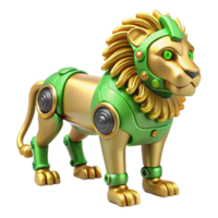 serene rustic Golden Lion Robot 3D Render high resolution png