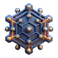 Hexagonal Network Interconnected Nodes and Luminescent Pathways png