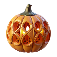 Intricate Carved Halloween Pumpkin Lantern png