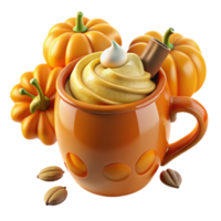 Pumpkin Spice Whipped Cream Drink in Autumn Mug png
