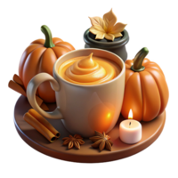 Cozy Autumn Vibes Pumpkin Spice Latte with Cinnamon and Star Anise png