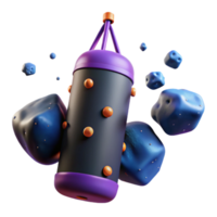 Abstract 3D Render Punching Bag with Floating Cubes png