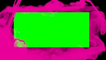 Vibrant pink ink swirling in water, creating a dynamic frame around a green screen video