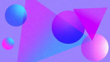 Abstract geometric composition with translucent circles and triangles in blue and pink tones video