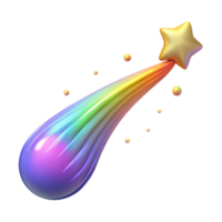 wonderful classic Rainbow Comet 3D Render high resolution png