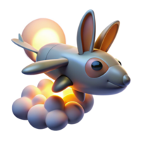 Bunny Jet A Whimsical 3D Render of a Rabbit-Shaped Airplane Taking Flight png