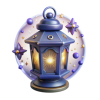 Glowing Lantern 3D Render of Illuminated Night Light png