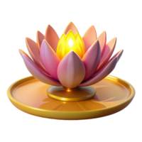 serene minimalist 3D Render of Illuminated Lotus Flower authentic png