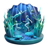 Undersea Ballet Graceful Swimmers in a Dreamlike Ocean png
