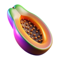Iridescent Papaya A 3D Render of Tropical Fruit png