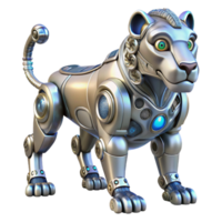 elegant abstract Metallic Lion Robot 3D Render high quality png