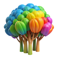 Rainbow Tree Grove Colorful 3D Render png