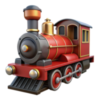 elegant minimalist Red Toy Train 3D Render high resolution png