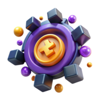 3D Render Abstract Plus Symbol with Geometric Shapes png